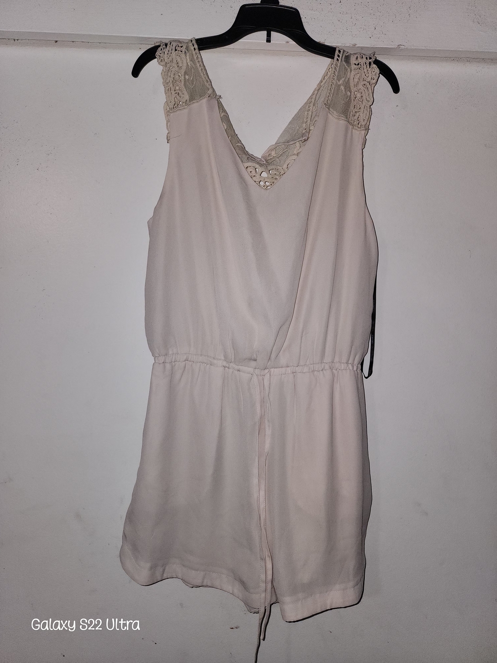 Forever 21 Cream Lace-Trim V-Neck Romper